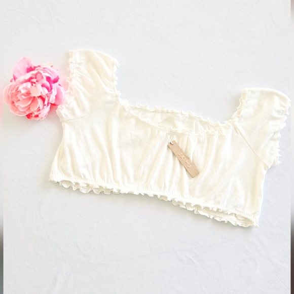 🏷️SKIMS Kim Kardashian Women's 4X Marble Pointelle Logo Crop Top - Picture 5 of 6